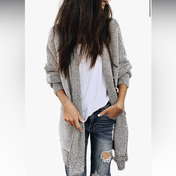 Plaid long sleeve open front cardigan - Picture 1 of 10